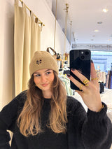 Beanie mit Herz Taupe