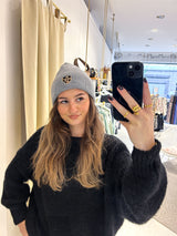 Beanie mit Herz Grau