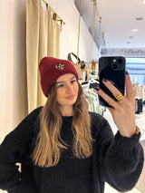 Beanie mit Herz Weinrot
