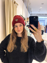 Beanie mit Herz Weinrot