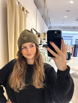 Beanie mit Herz Olive