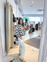 Oversized Strickpullover mit großen Herzen Braun