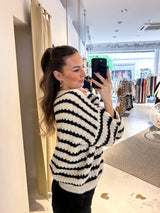 Strickpullover mit Muster Beige/Schwarz