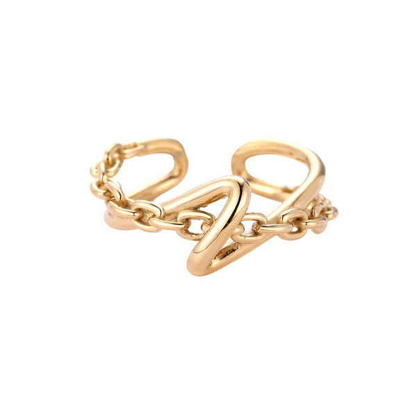 Chained Contortion Edelstahl Ring Gold