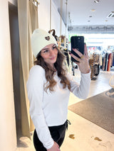 Beanie mit Herz Creme