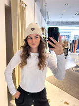 Beanie mit Herz Beige