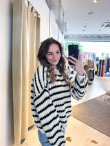 Strickpullover mit Muster Beige/Schwarz