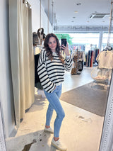 Strickpullover mit Muster Beige/Schwarz