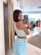 Cropped Rib Top Beige