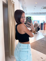 Cropped Rib Top Schwarz