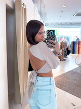 Bluse mit tiefem Ausschnitt Beige