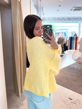 Kurze Oversized Strickjacke Gelb