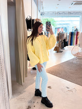 Kurze Oversized Strickjacke Gelb