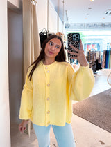 Kurze Oversized Strickjacke Gelb