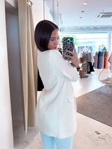 Oversized Blazer mit Leomuster Beige