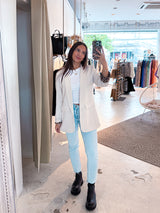 Oversized Blazer mit Leomuster Beige