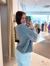 Kurze Oversized Strickjacke mit Schleifen Dunkelgrau