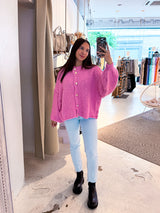 Kurze Oversized Strickjacke Pink