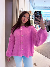 Kurze Oversized Strickjacke Pink