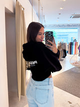 Luna Logo Oversized Cropped Hoodie Black White