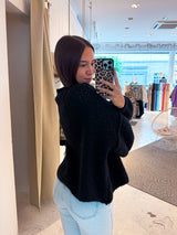 Kurze Oversized Strickjacke Schwarz