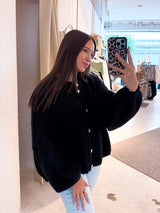 Kurze Oversized Strickjacke Schwarz