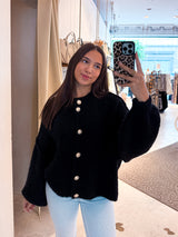 Kurze Oversized Strickjacke Schwarz