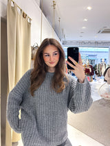 Grober Strickpullover Dunkelgrau