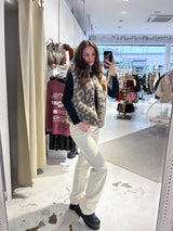 Teddy Weste mit Knopfleiste Leo Taupe