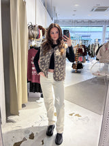 Teddy Weste mit Knopfleiste Leo Taupe