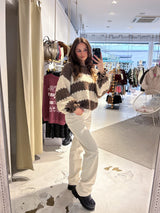 Strickpullover Gestreift mit Rüschen Braun