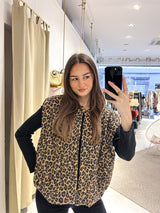 Steppweste mit Leomuster Camel