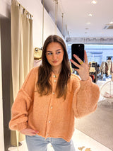 Kurze Oversized Strickjacke Apricot