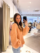 Kurze Oversized Strickjacke Apricot