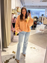 Kurze Oversized Strickjacke Apricot