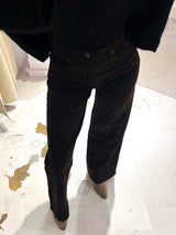 Wide Leg Jeans mit Leomuster Braun