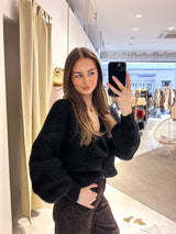 Strickpullover mit Knoten Schwarz