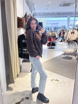 Oversized Strickpullover Braun