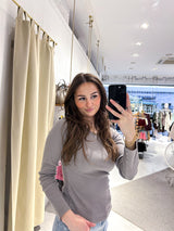 Ribbed Langarm Shirt Taupe