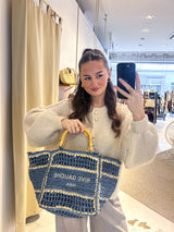 Geflochtener Bast-Shopper Blau