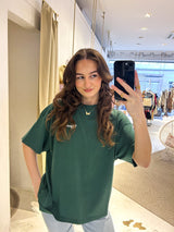 Brielle Heavy Oversized Tee Washed Solid Green