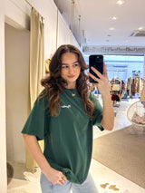 Brielle Heavy Oversized Tee Washed Solid Green