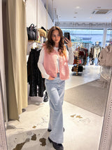 Kurze Teddy Weste mit Knopfleiste Rosa