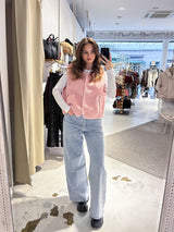 Kurze Teddy Weste mit Knopfleiste Rosa