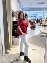 Beja Heavy Oversized Tee Washed Burgundy Red