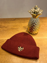 Beanie mit Herz Weinrot