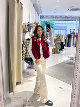 Kurze Teddy Weste mit Knopfleiste Weinrot