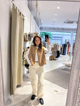 Kurze Teddy Weste mit Knopfleiste Camel