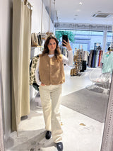 Kurze Teddy Weste mit Knopfleiste Camel