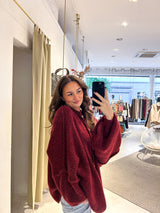 Oversized Strickjacke Weinrot
